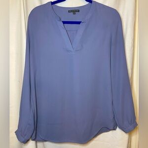 Adrianna Papell Indigo Lavender Long Sleeve VNeck Tunic Blouse Size M